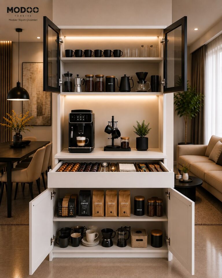 Kahve Hatırası 100 | LED Aydınlatmalı Modern Kahve Köşesi