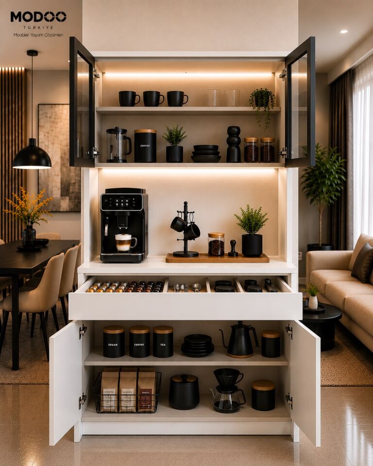 Kahve Hatırası 120 | LED Aydınlatmalı Modern Kahve Köşesi