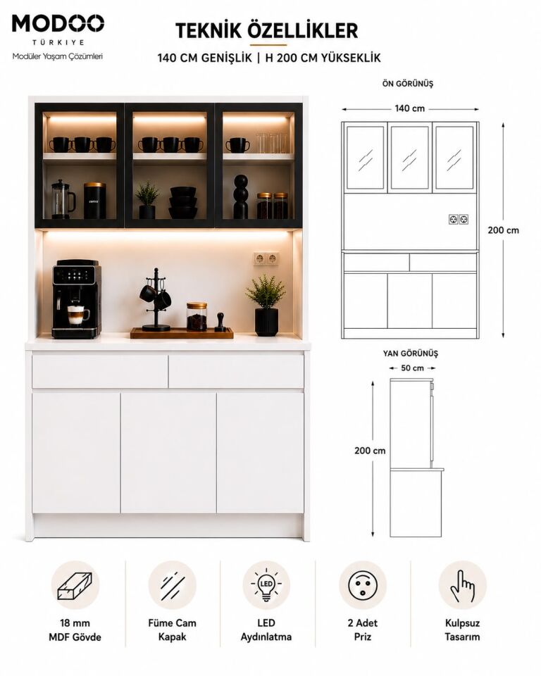 Kahve Hatırası 140 | LED Aydınlatmalı Modern Kahve Köşesi