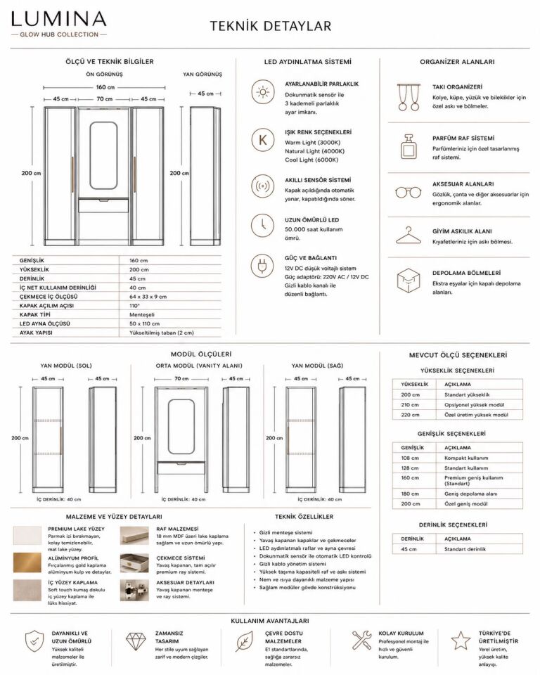 LUMINA | Premium Hazırlık ve Giyinme İstasyonu