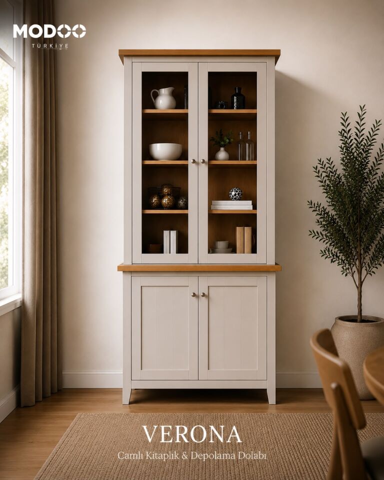 VERONA | Camlı Kitaplık & Depolama Dolabı