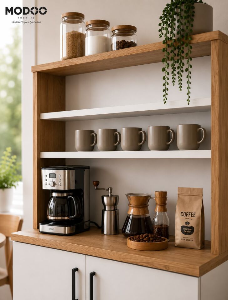 MODOO Coffee Shelf 80 – Çok Amaçlı Kahve Köşesi & Mutfak Düzenleme Ünitesi
