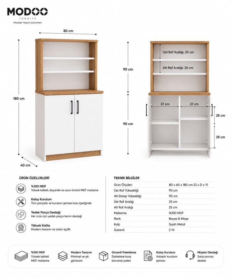 MODOO Coffee Shelf 80 – Çok Amaçlı Kahve Köşesi & Mutfak Düzenleme Ünitesi