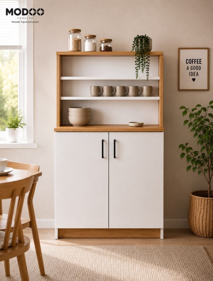 MODOO Coffee Shelf 80 – Çok Amaçlı Kahve Köşesi & Mutfak Düzenleme Ünitesi