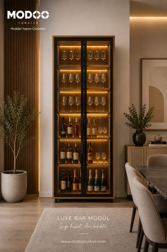 LUXE BAR MODÜL – Premium Bar & Şarap Vitrin Dolabı