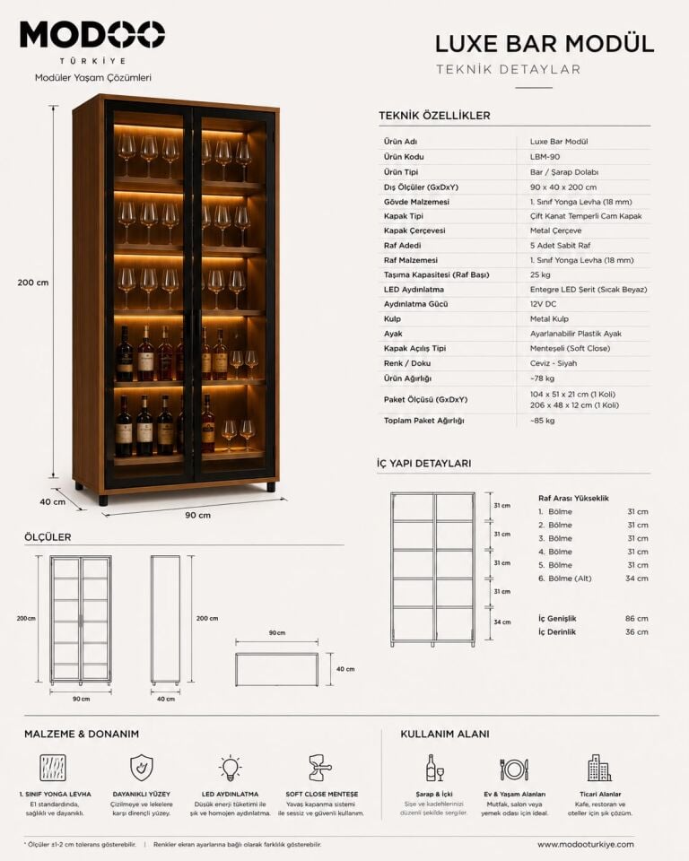 LUXE BAR MODÜL – Premium Bar & Şarap Vitrin Dolabı
