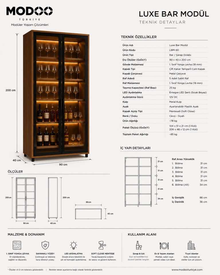 LUXE BAR MODÜL – Premium Bar & Şarap Vitrin Dolabı