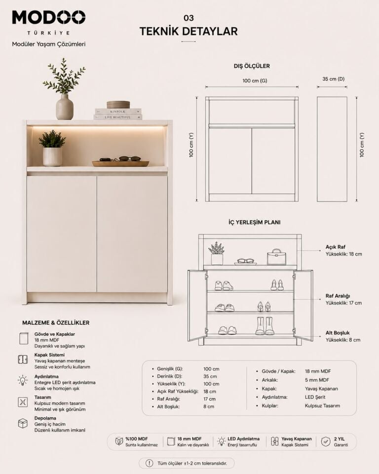 Modoo Compact 100 Ayakkabılık Dolabı