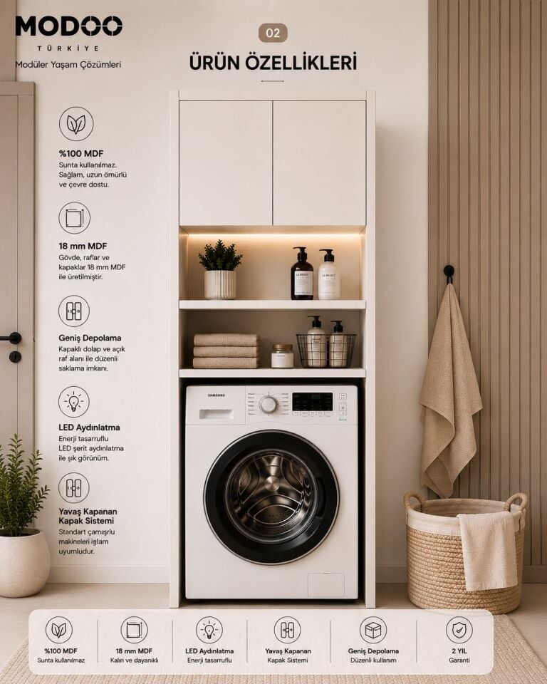 Modoo Laundry 70 Çamaşır Makinesi Üst Dolabı