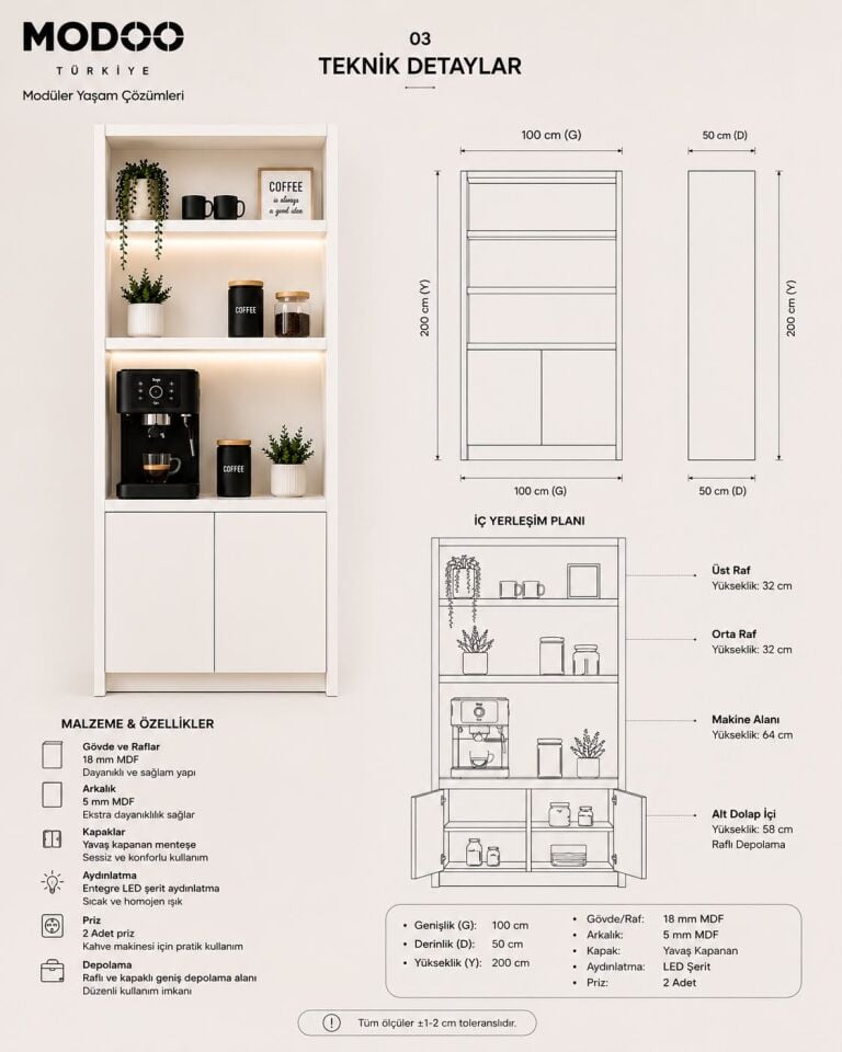 Modoo Coffee Shelf 100 Açık Raflı Kahve Köşesi