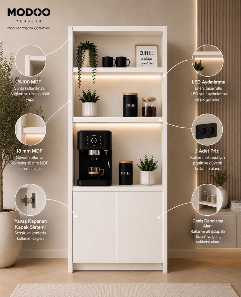 Modoo Coffee Shelf 100 Açık Raflı Kahve Köşesi